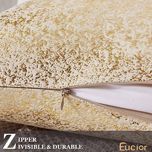 Eucior Champagne Throw Pillows 18X18,Gold And White Pillow Covers,Set Of 2,Glitter Decorative Velvet Pillow Covers,Solid Color Cushion Covers For Sofa Bedroom Car #TOP4