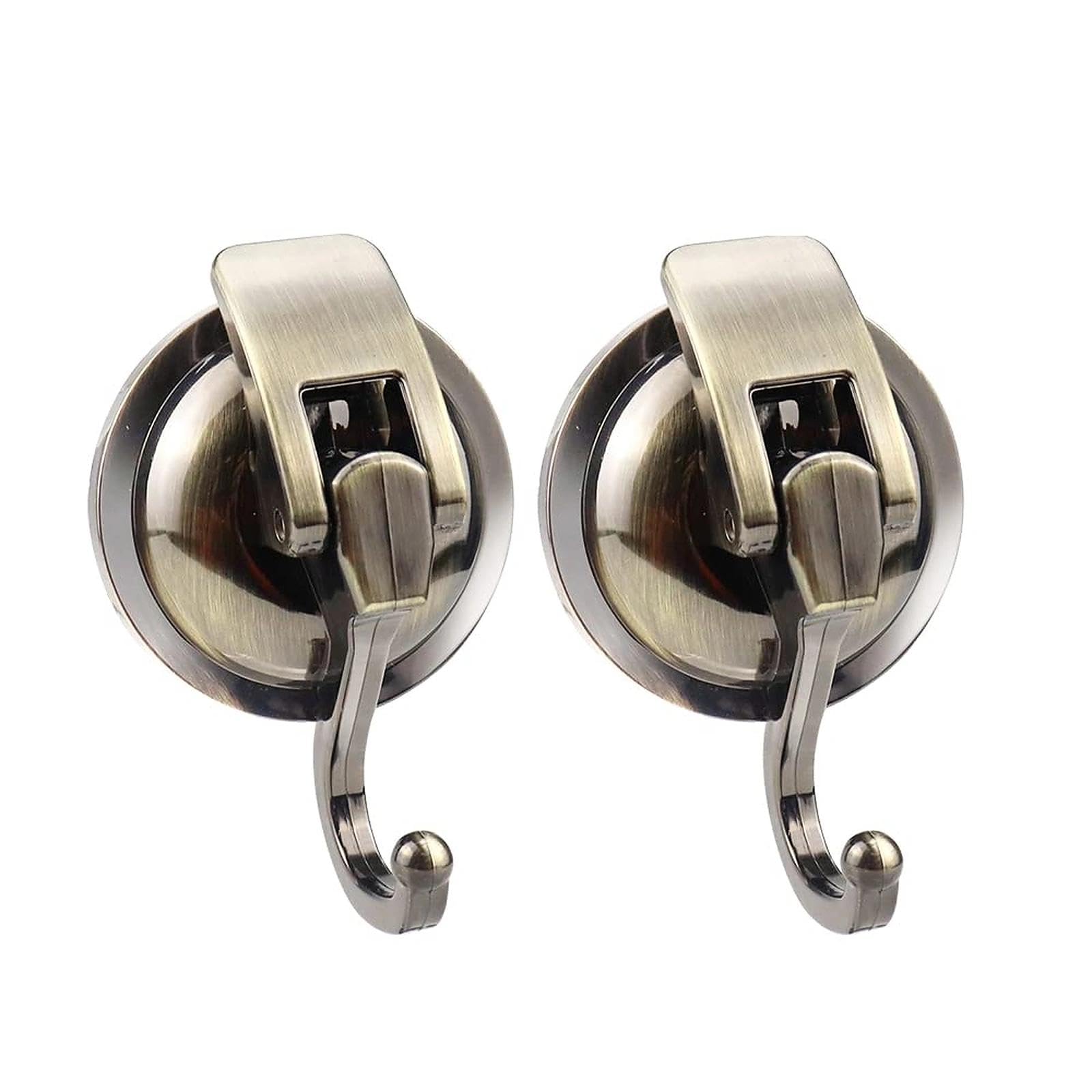 Jpghaha Copper Vacuum Suction Cup Hook 2Pcs Vacuum Suction Sucker Max 6Kg Strong Bath Towel Hooks Heavy Duty Wall For Kitchen Bathroom