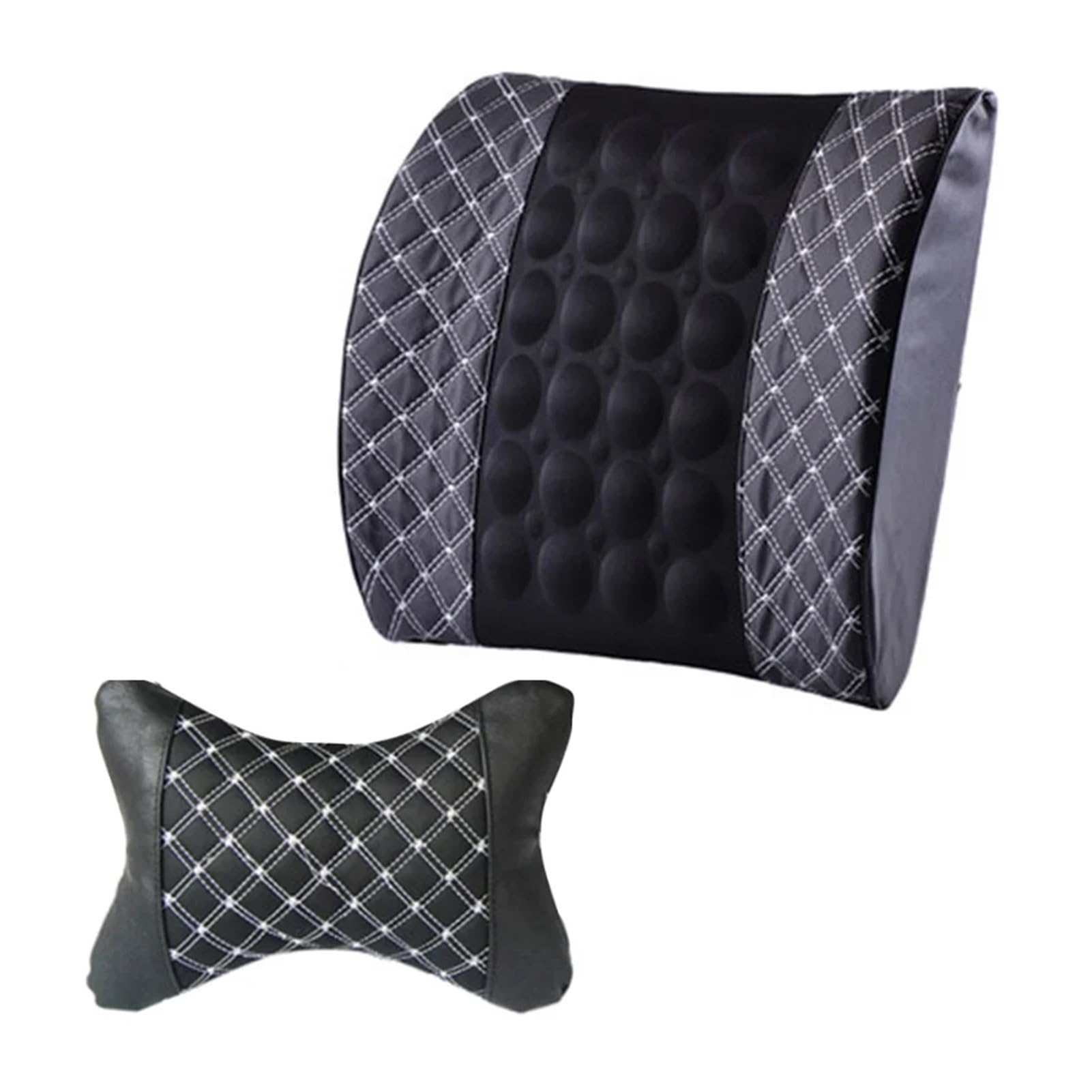 Hviyroi car seat cushion Electric Car Massage Lumbar Support Cushion Waist Headrest Safety(White A Set)