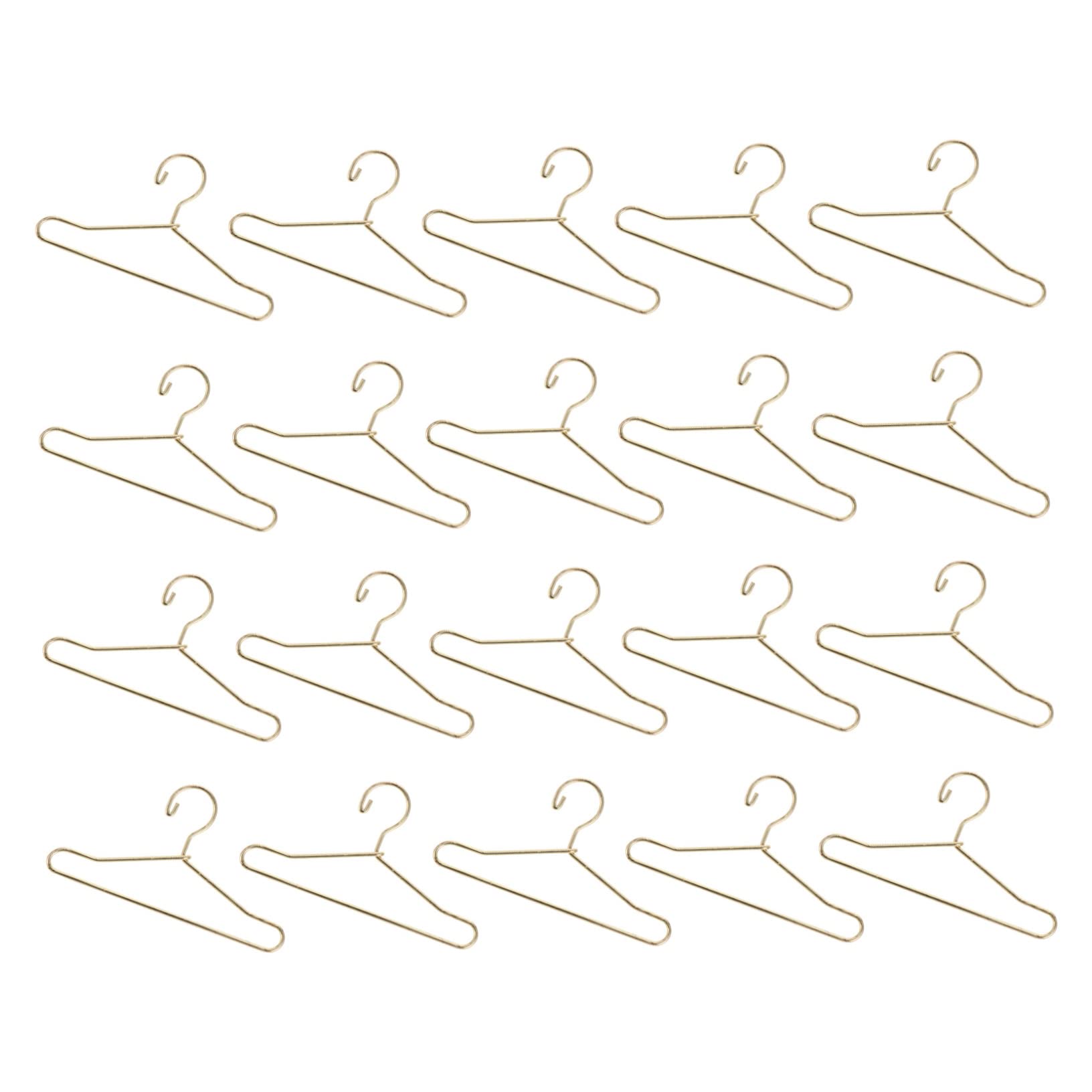BESTonZON Mini Doll Clothes Hangers 20 Pack Gold Miniature Dress Hangers Sturdy Material for Boys and Girls' Playrooms Doll Collections