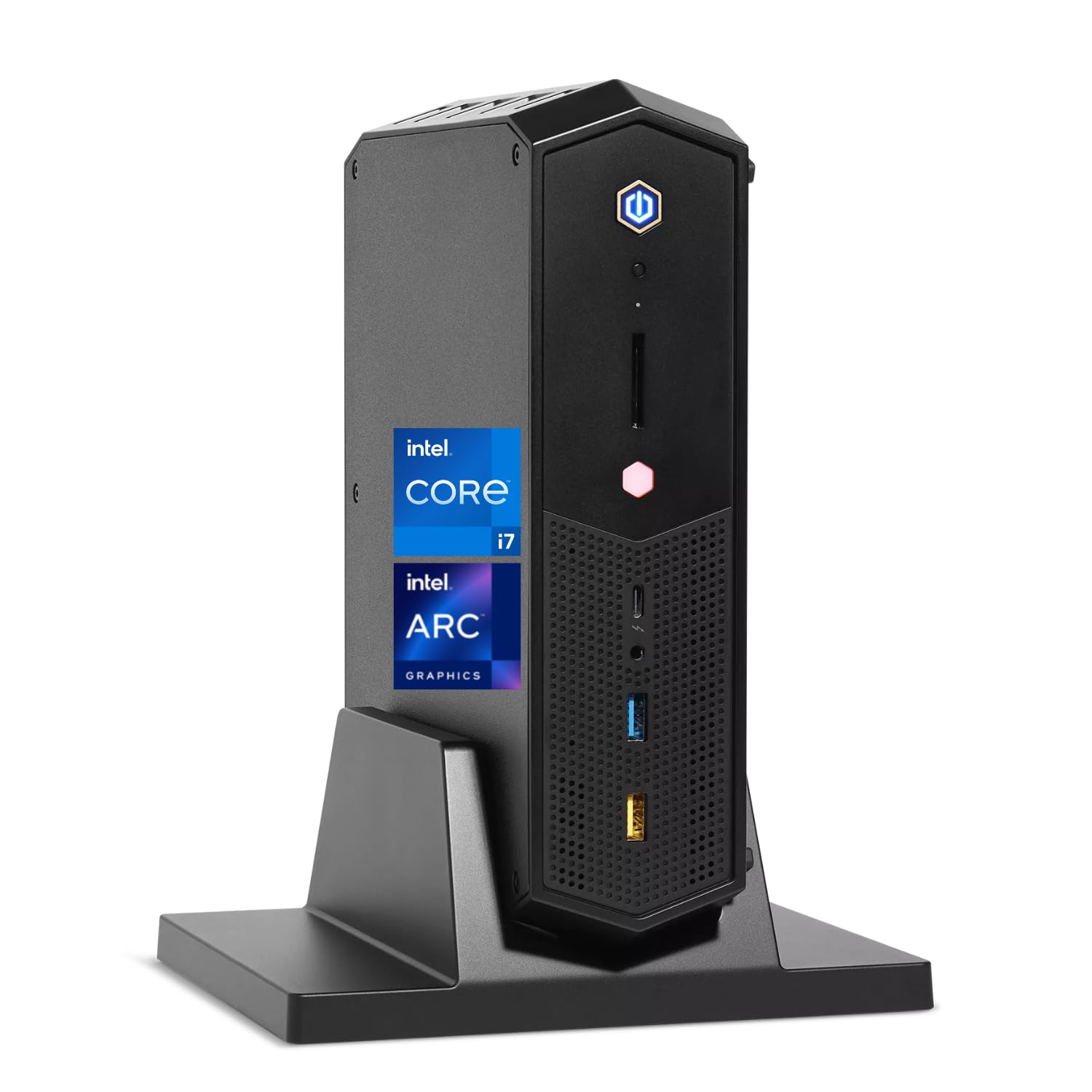 ASUSNUC i7 Gaming Mini Desktop, Intel i7-12700H, Intel Arc A770M, 32GB RAM, 1TB PCIe SSD, DisplayPort, RJ-45, SD Card Reader, Desktop Holder, Wi-Fi 6, Windows 11 Pro, Black