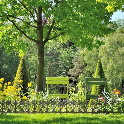 Relaxdays Beeteinfassung, 6er Set, Kunststoff, HxB: je 32,5 x 61 cm, Beetumrandung Garten, Zierzaun zum Stecken, schwarz