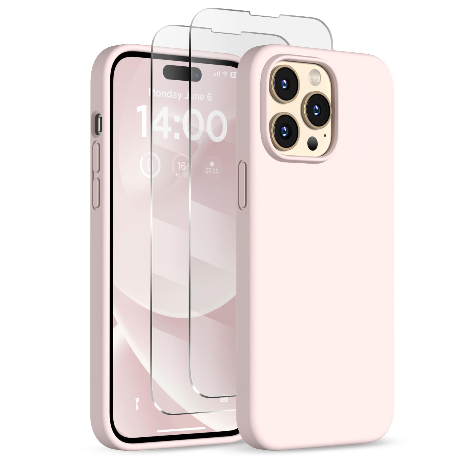 COFFKER Designed for iPhone 14 Pro Max Case, Liquid Silicone Case [2X Screen Protectors], Shockproof Slim Thin Protective Phone Case with Soft