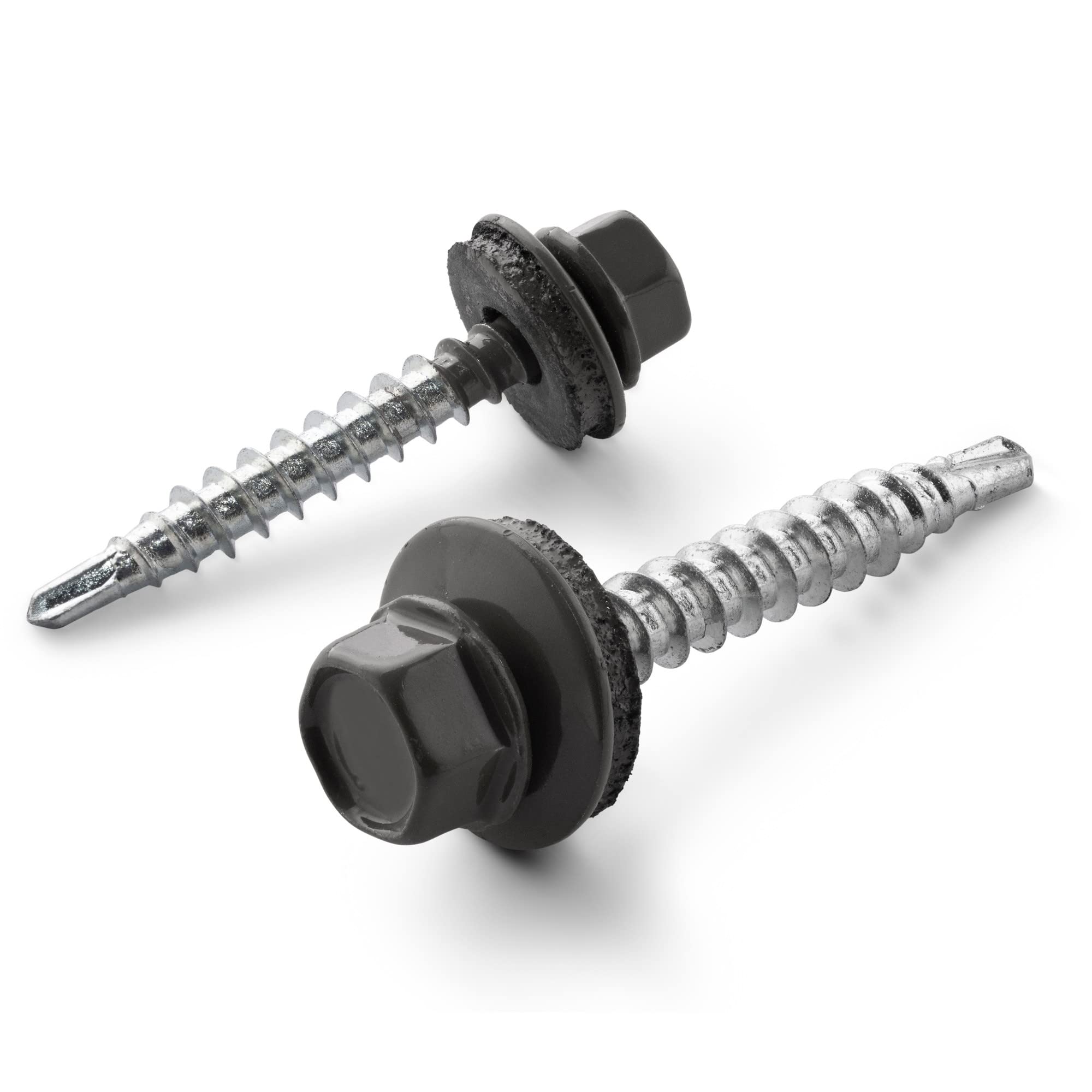 STRÜBER Trapezblechschrauben (4,8 x 55 mm / 250 Stück/RAL 7024 – Graphitgrau) Selbstbohrende Bohrschrauben - Selbstschneidene Schrauben mit EPDM Unterlegscheiben - Sechskant Metalldachschrauben