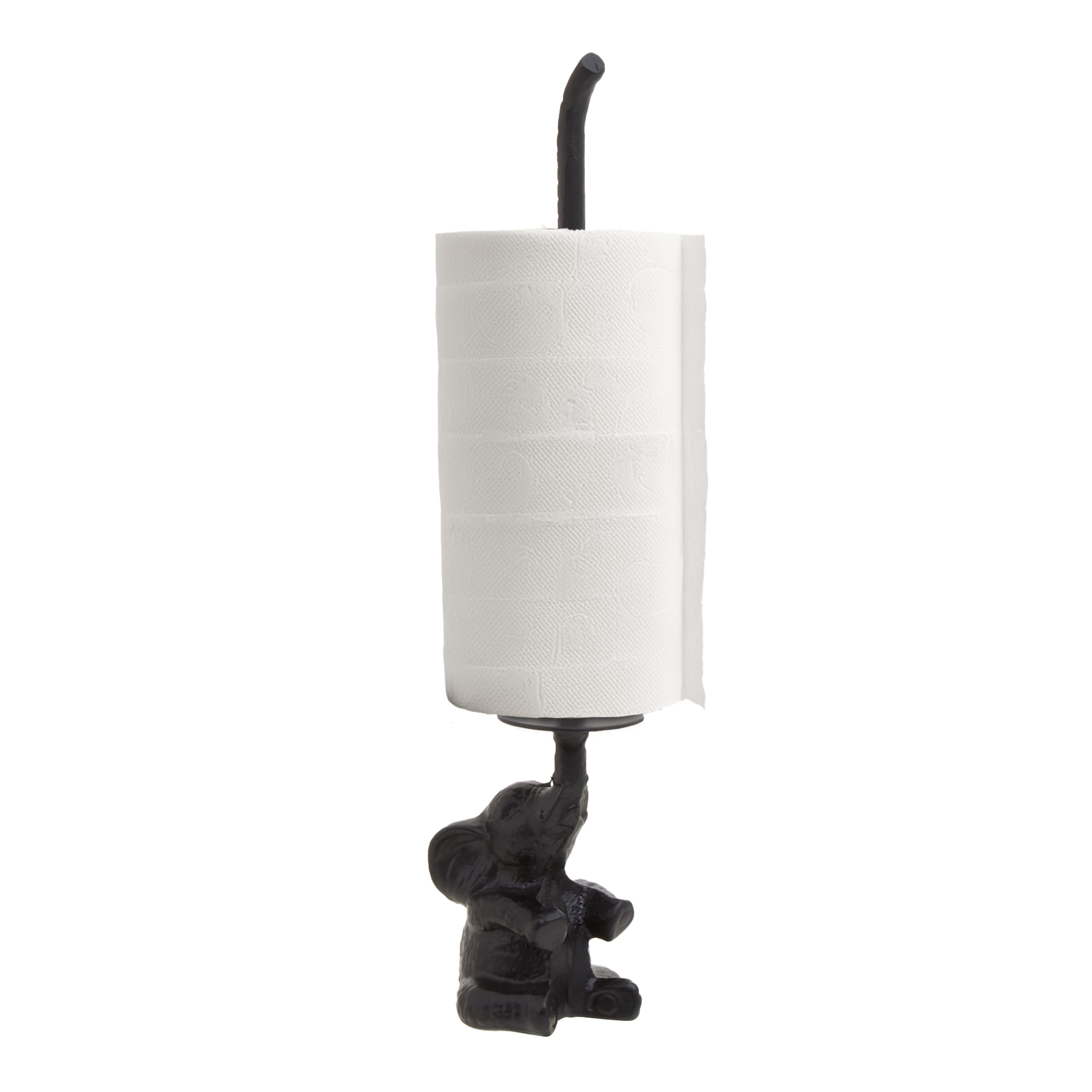 Premier Housewares Black Elephant Toilet Roll Holder | Functional Design Free Standing Toilet Roll Holder For Washroom | Durable Toilet Roll Stand | Classic Loo Roll Holder