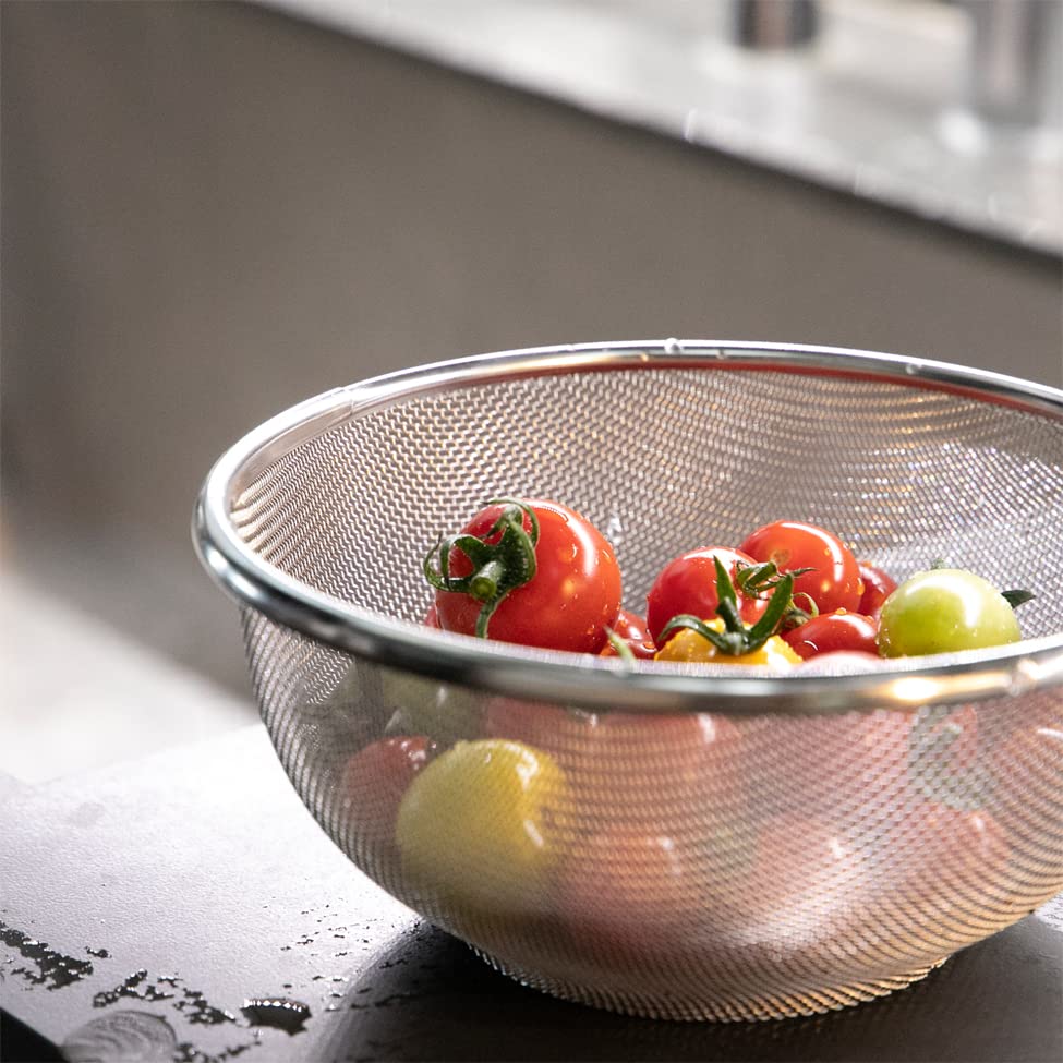 Kyoto Katsugu 4580047177034 Stainless Steel Colander, 7.1 inches (18 cm), Made in Japan, Silver