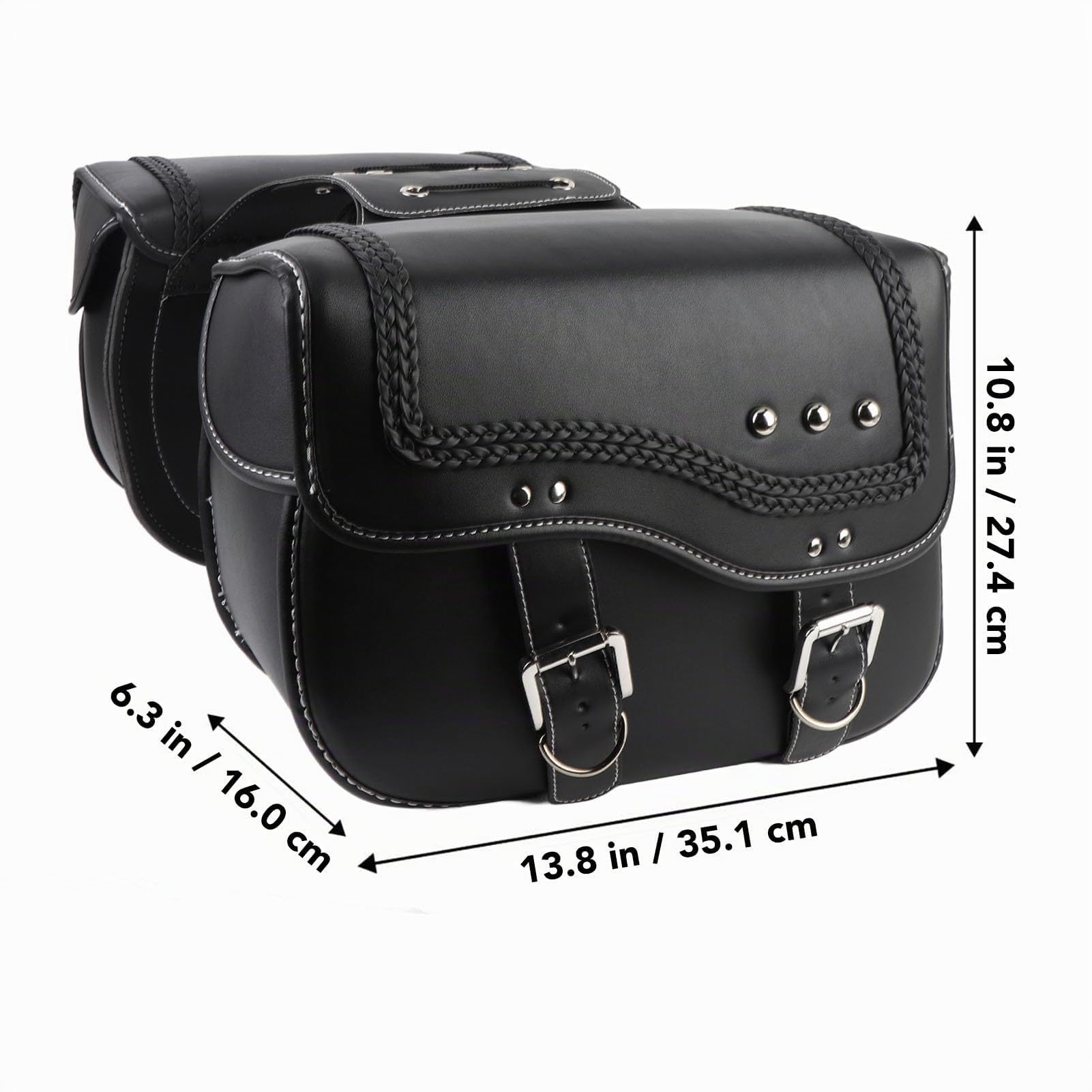 Sacoches de Moto, capacité de 30 L en Cuir PU, Sacs à Bagages Latéraux Imperméables avec Corde Réglable, Ajustement Universel pour Motos