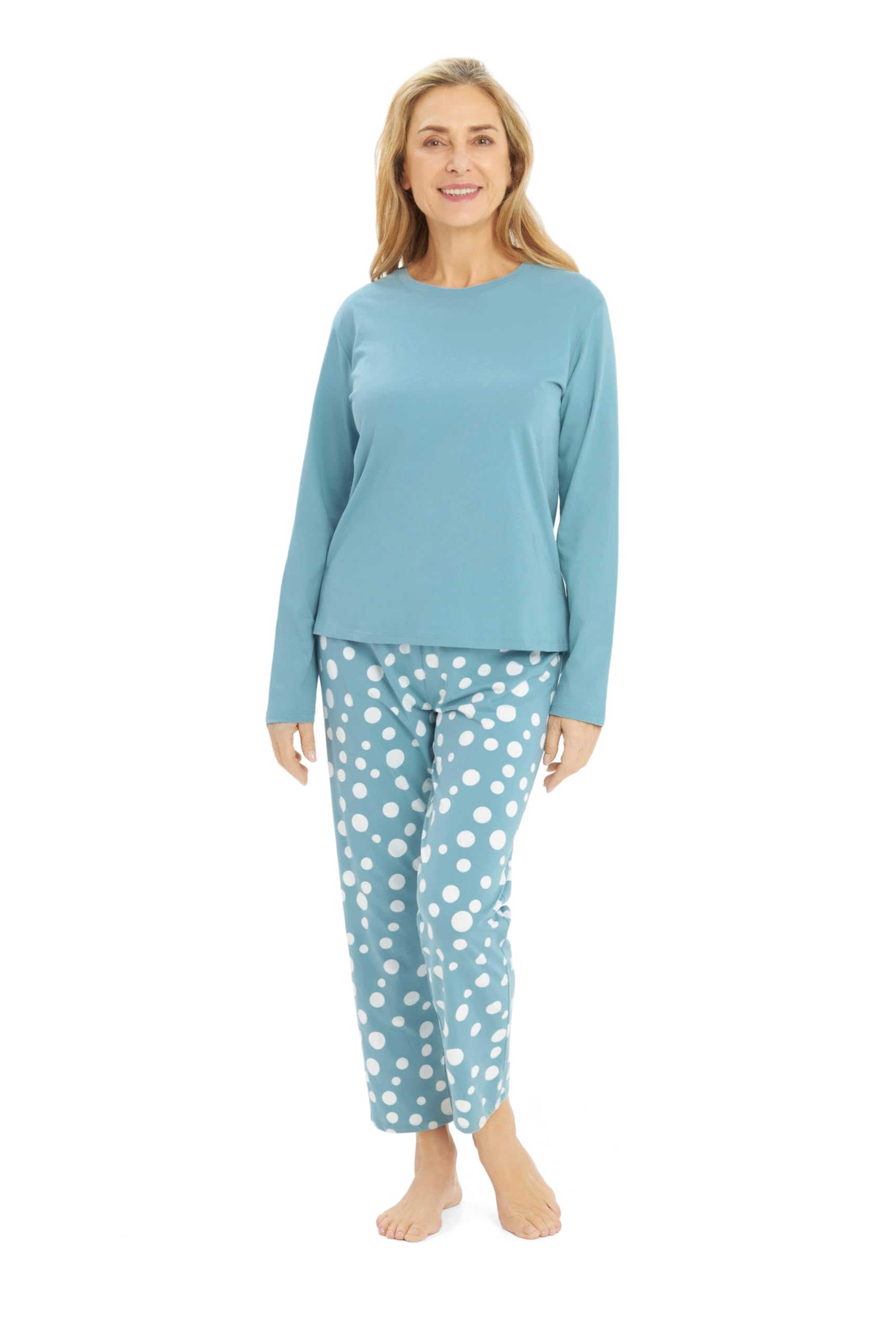 Rösch Pyjama mit Tupfendruck Mintgrün 100% Baumwolle 1253620