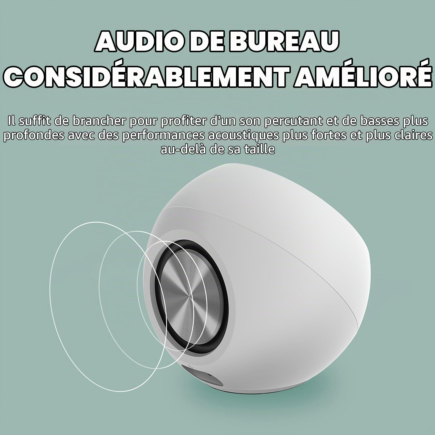 Creative Pebble Pro Minimalist 2.0 Haut-parleurs d'ordinateur USB-C avec Bluetooth 5.3 et éclairage RVB personnalisable, dialogue clair et technologie BassFlex, audio USB, port casque, pour PC et Mac