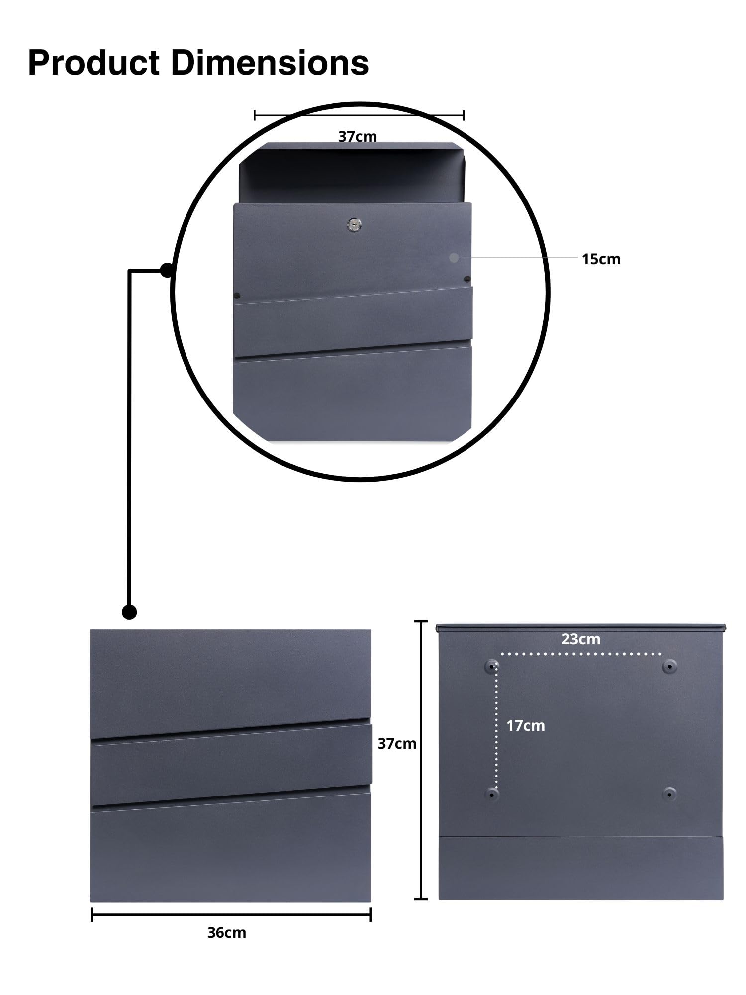 Assorted Collections Wall Mounted Post Box with Newspaper Holder, Lockable Mailbox with 2 Keys - Image 7