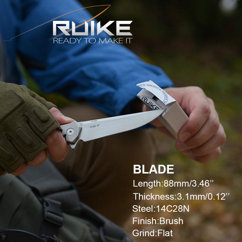 RUIKE P108 Framelock & betaplus Lock Cuchillo Unisex, Gris