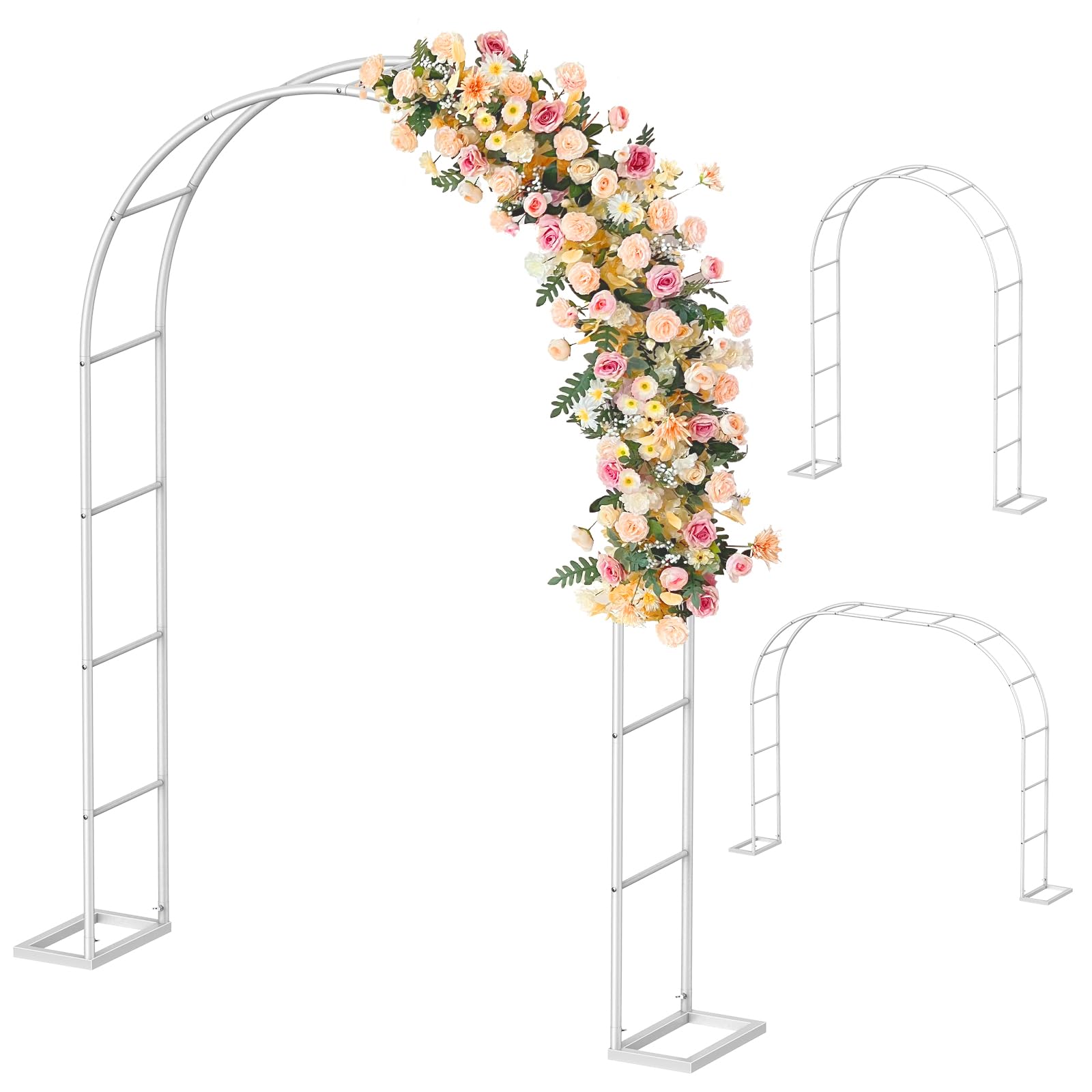 Photo 1 of ***MISSING PARTS***GOLD **
Sunexinlo Garden Arch Trellis with Base, 5.3'W x 7.6'H or 7.9'W x 6.3'H Wedding Arch, Metal Garden Trellis for Climbing Plants Outdoor Wedding Christmas Bridal Party Decoration, White