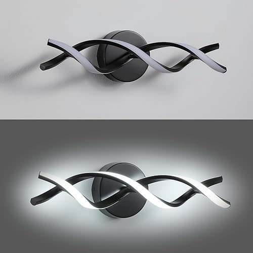 Miniatura 3 de Moderna iluminación LED negra para tocador, lámpara de baño sobre espejo, 18 pulgadas, 6000 K blanco frío