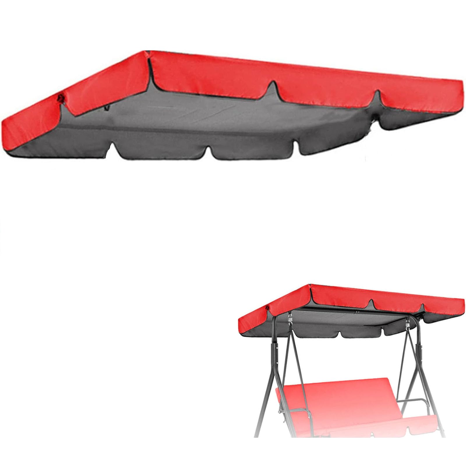 MXCZFC Swing Chair Canopy Replacement, Garden Swing Canopy Replacement,Waterproof Windproof Anti-UV Garden Swing Seat Canopy Cover Heavy Duty Rip Proof Hammock Cover Top,Red,249x185x18cm