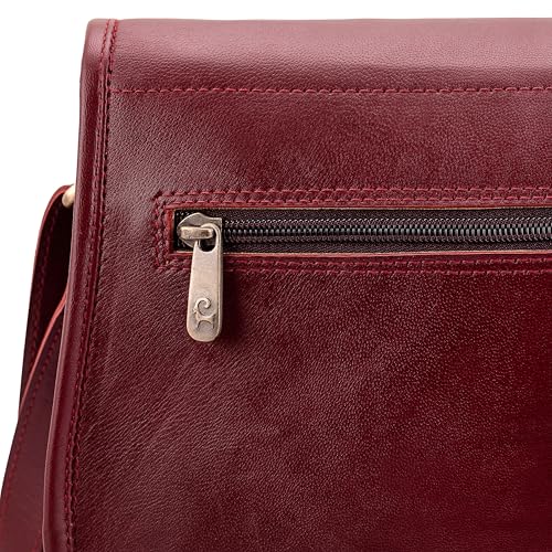 Genuine Leather Crossbody Bags for Women, Shoulder Satchel Saddle Bag Purses Women's Cross Body Sling Vintage Handbag, Burgundy4