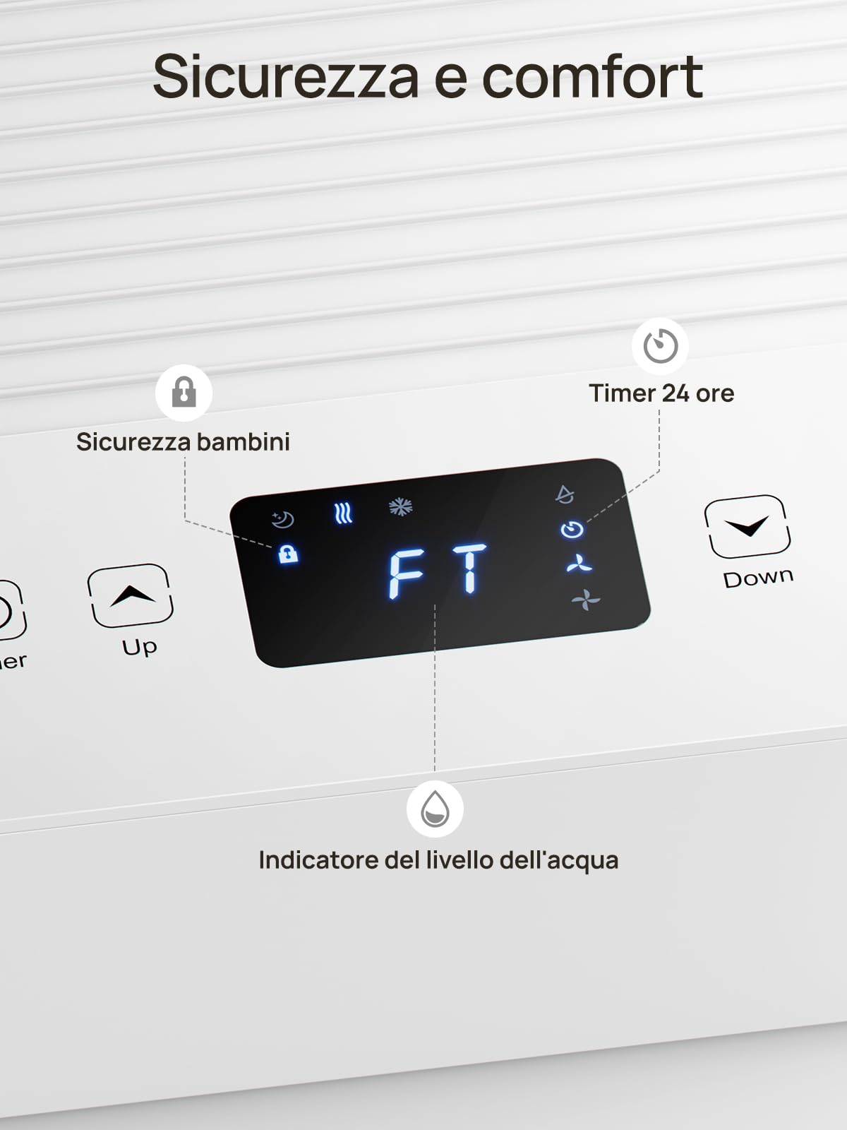 Climatizzatore mobile 9000 BTU, 4 in 1 (raffreddamento/deumidificazione/ventilazione/modalità sleep), telecomando, display LED, timer 24h e sicurezza per bambini, ideale per casa, ufficio, campeggio