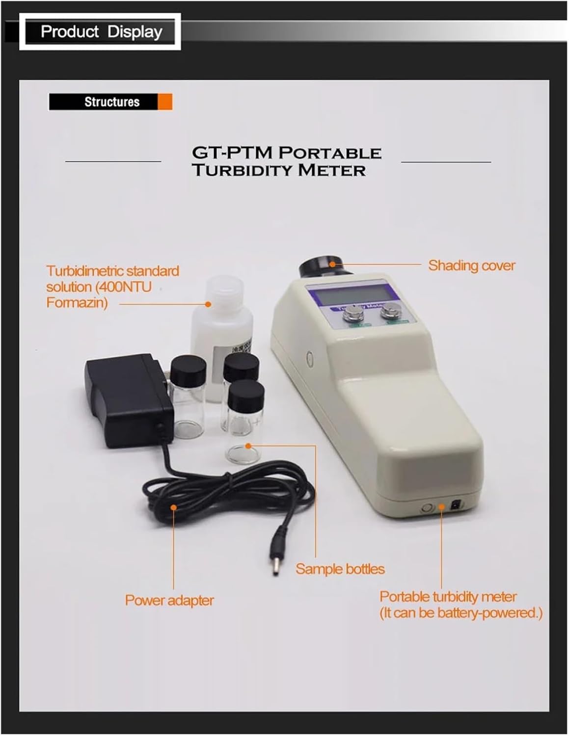 Turbidity Meter Handheld Digital Turbidimeter 0.1 100 200 NTU220VAC 7.5V Turbidity Water Tester