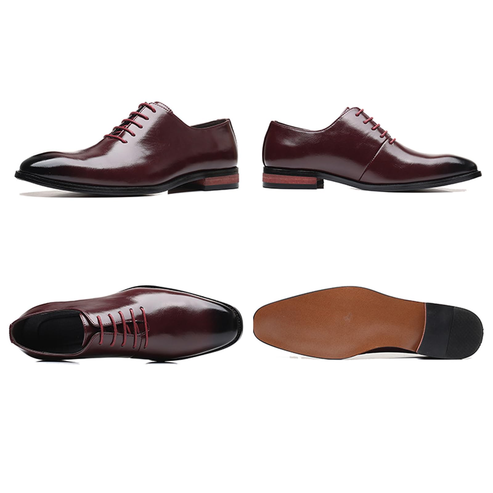 Abend Oxford Schuhe für Herren Klassische Schnürer Business Schuhe Low-Top Kleid Schuhe für die Hochzeit,Rot,45 EU