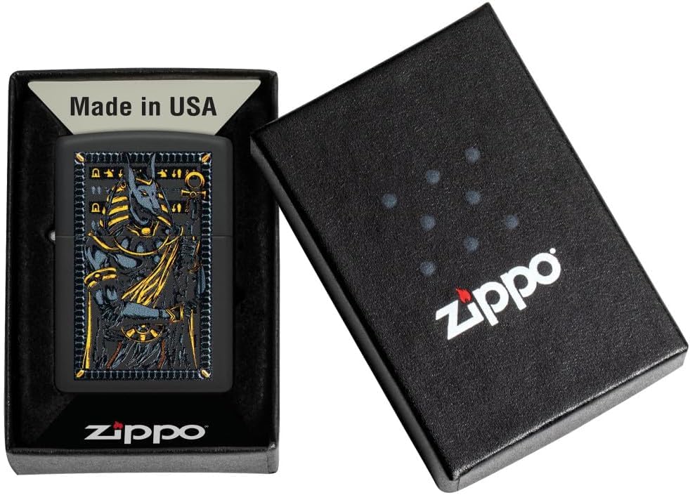 Encendedor Zippo personalizado diseño Anubis negro mate miniatura 4