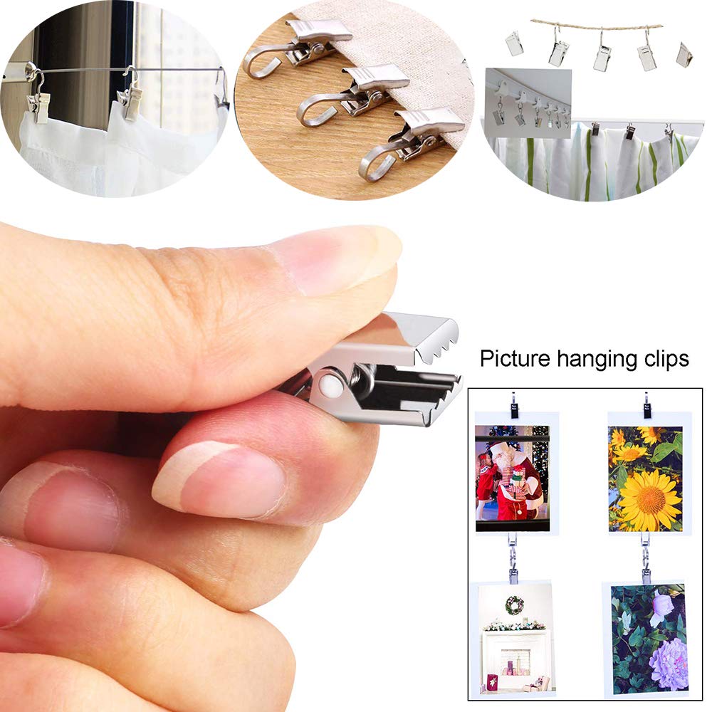 304 Stainless Steel Curtain Clips - 30 Pack Silver Display Clips