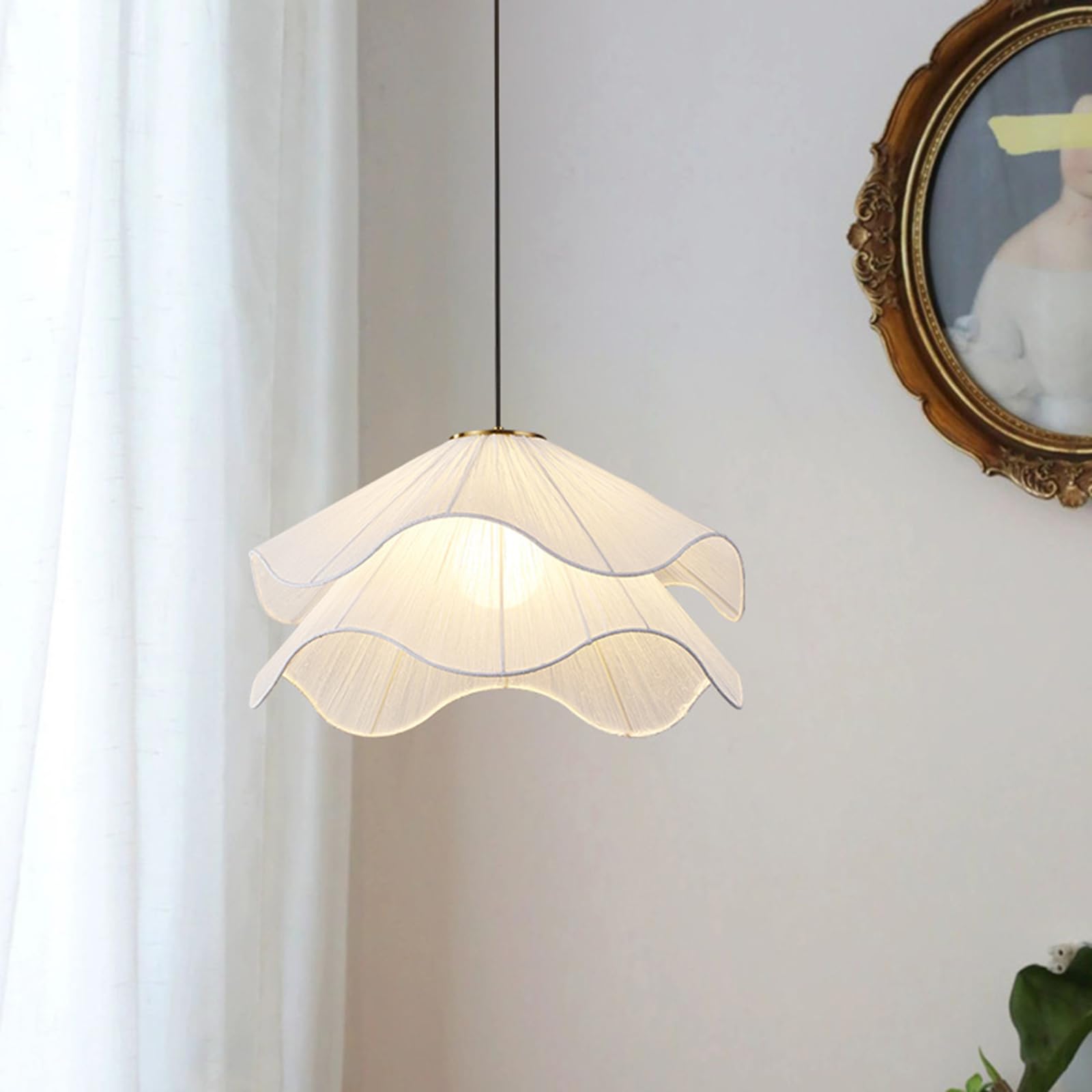 Suspension LED pétale crème 60cm 30W lustre réglable trichrome pour salon