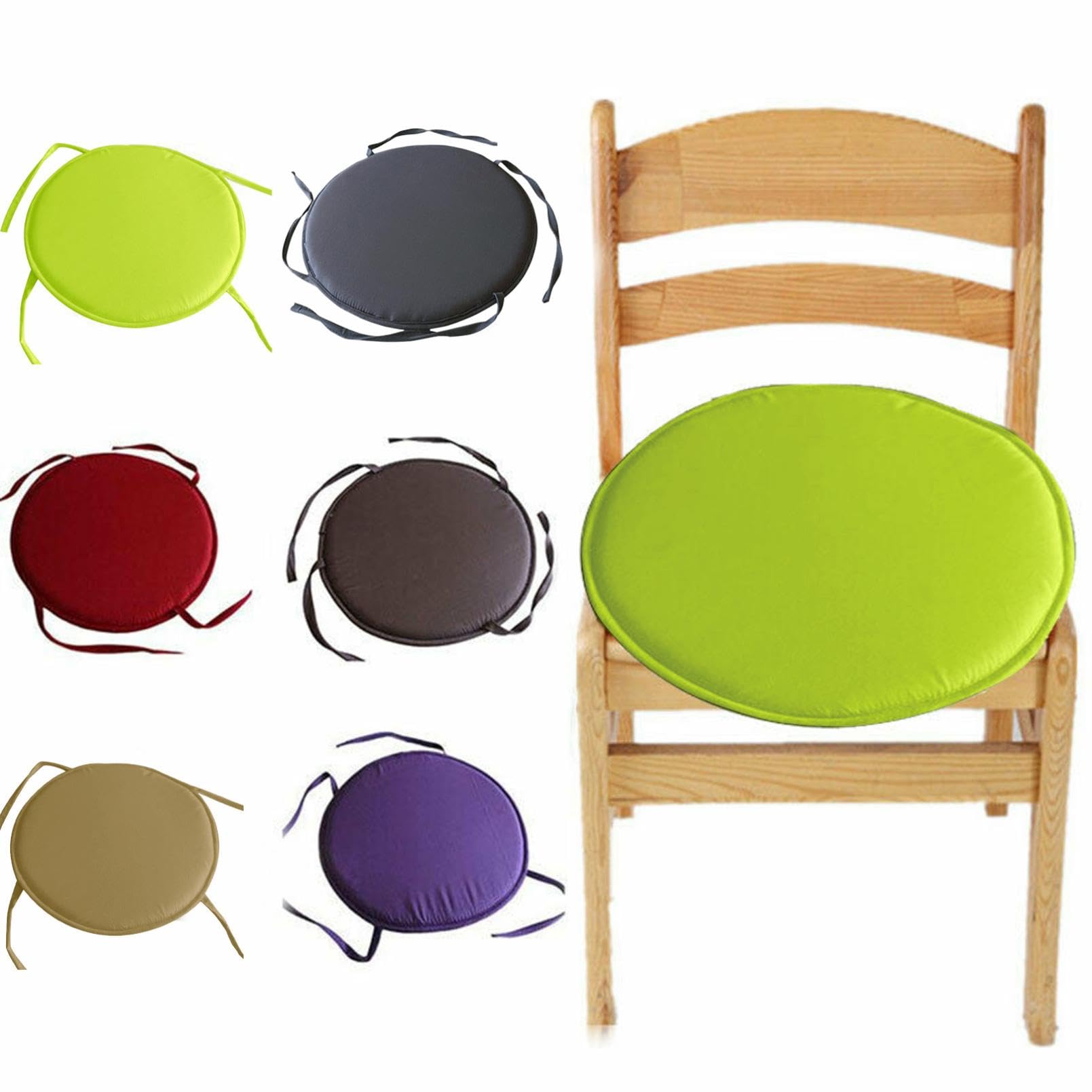 Generic 15IN Indoor Outdoor Chair Cushions Set of 4, Bistro Patio Cushions, Round Seat Chair Cushions with Ties, Chair Pads Replacement Cushion for