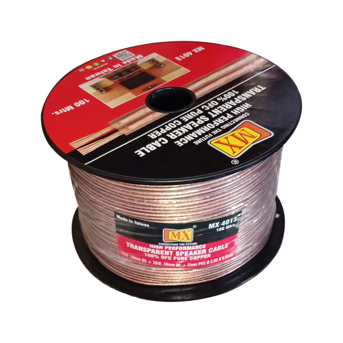 MX High Performance Speaker Cable Transparent 70/0.10 MM BC + 70/0.10 BC + Clear PVC Ø 2.95 X 6.0 MM_0.8 SQ MM : 100 MTR