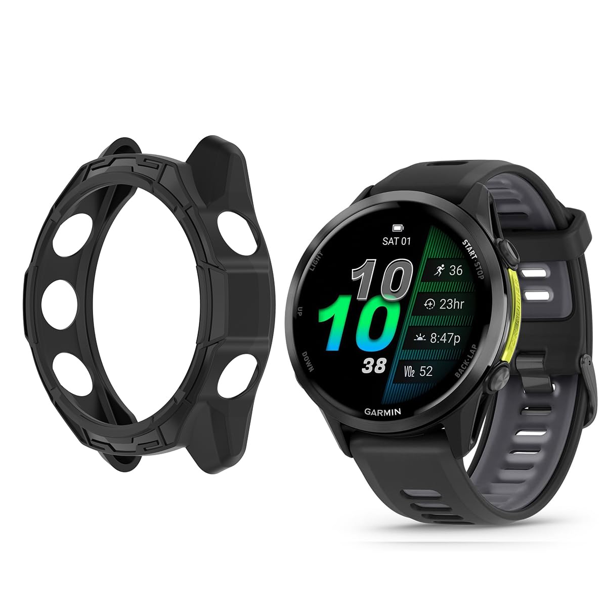 HOMTERN Coque pour Garmin Forerunner 970 47 mm, coque de protection en silicone souple, résistante aux chocs, aux rayures et aux