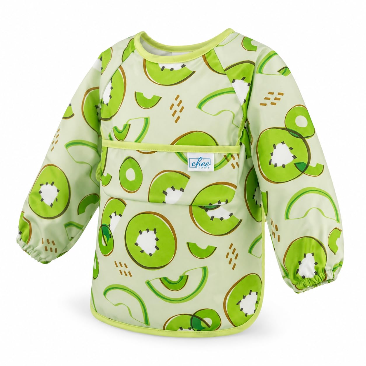 Chic Buddy Baby Long Sleeve Bib, Toddler Children's Leak-Free Baby Bib with Sleeves, Washable/Lightweight/Wipeable (6-24 Months) waterproof Apron with Pocket (Kiwi)-image-41