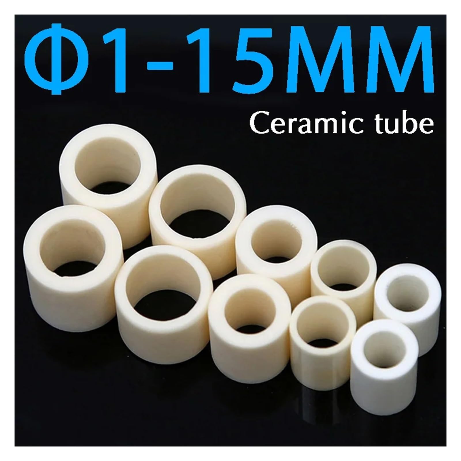 10pcs Alumina Ceramic Tube Spacer - Wear-Resistant Corundum Bushing for Thermocouple Protection(1x2.8x11)