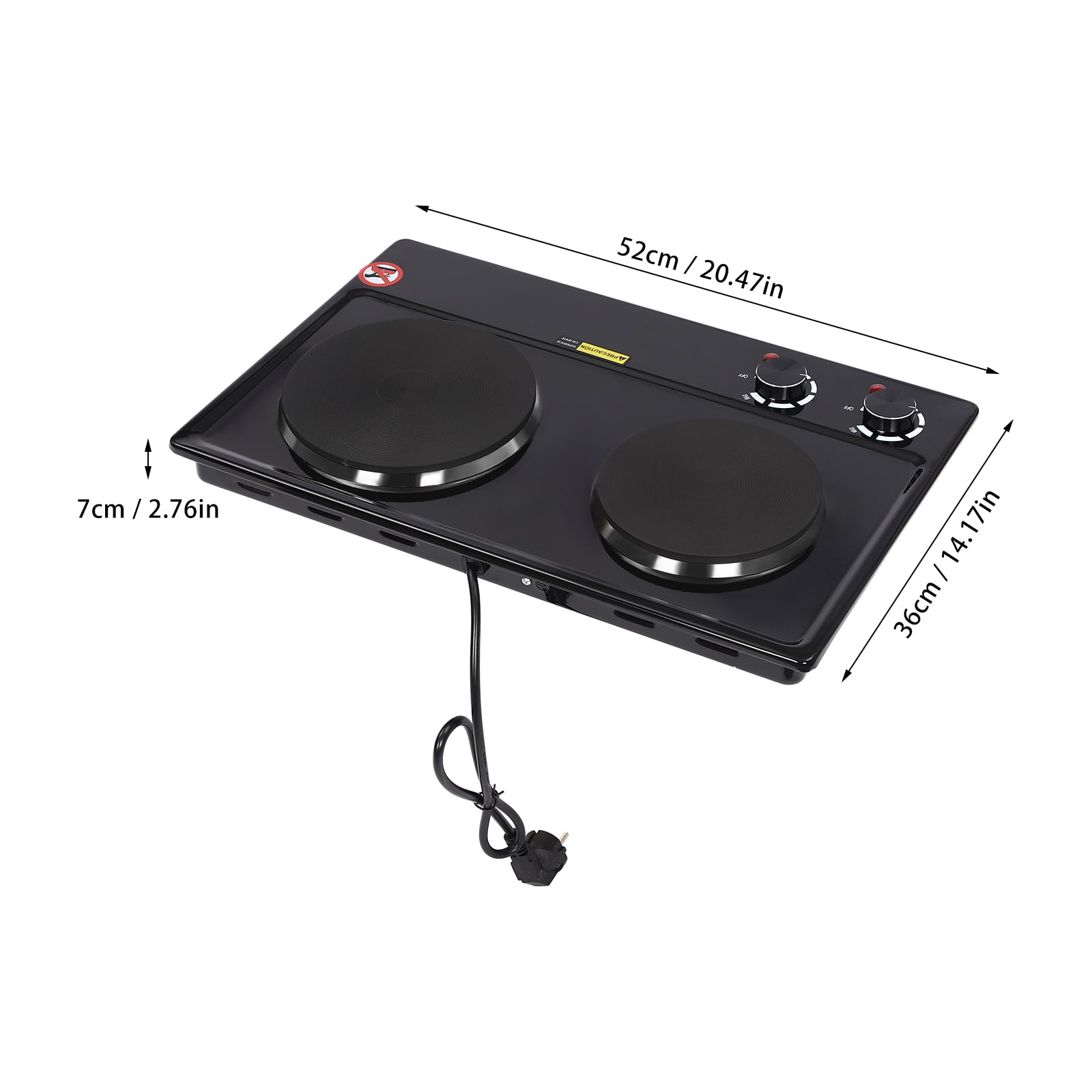 Plaque de Cuisson Gaz 2 feuxs électrique,6 Engrenages de réglage de la température Plaque Induction 2 Feux Portable pour cuisines domestiques appartements restaurants terrains de camping