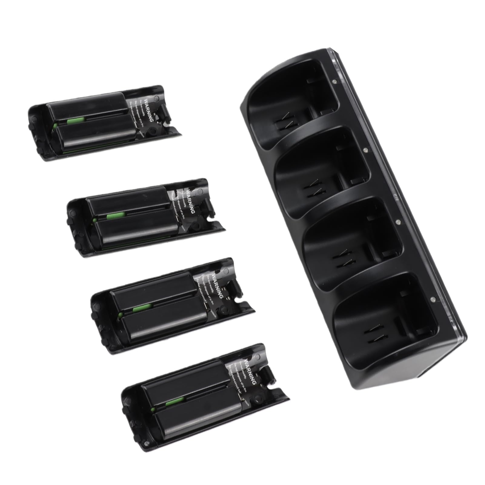 Ejoyous Stazione di Ricarica Base di Ricarica per Telecomando ABS con 4 Batterie Ricaricabili da 2800 MAh Indicatore LED Cavo USB per Telecomando Configurazione di Gioco Domestica (BLACK)