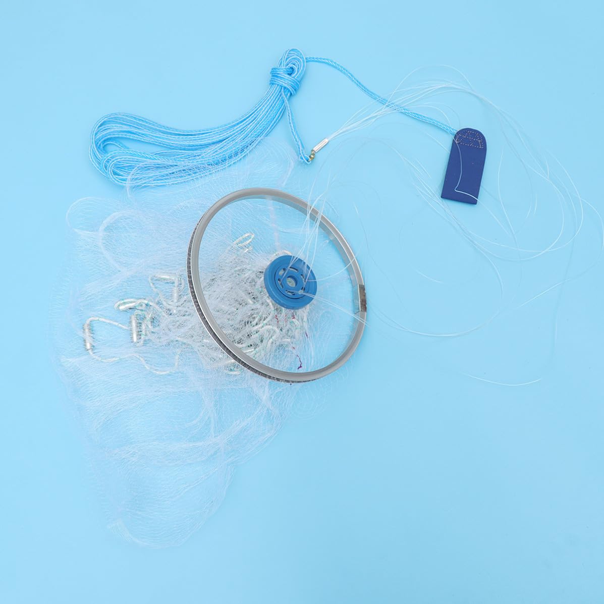 Angoily Rete da Pesca Portatile in Nailon Pieghevole per Cattura Granchi e Gamberetti per Acqua Dolci e Salate Blu Colore Casuale