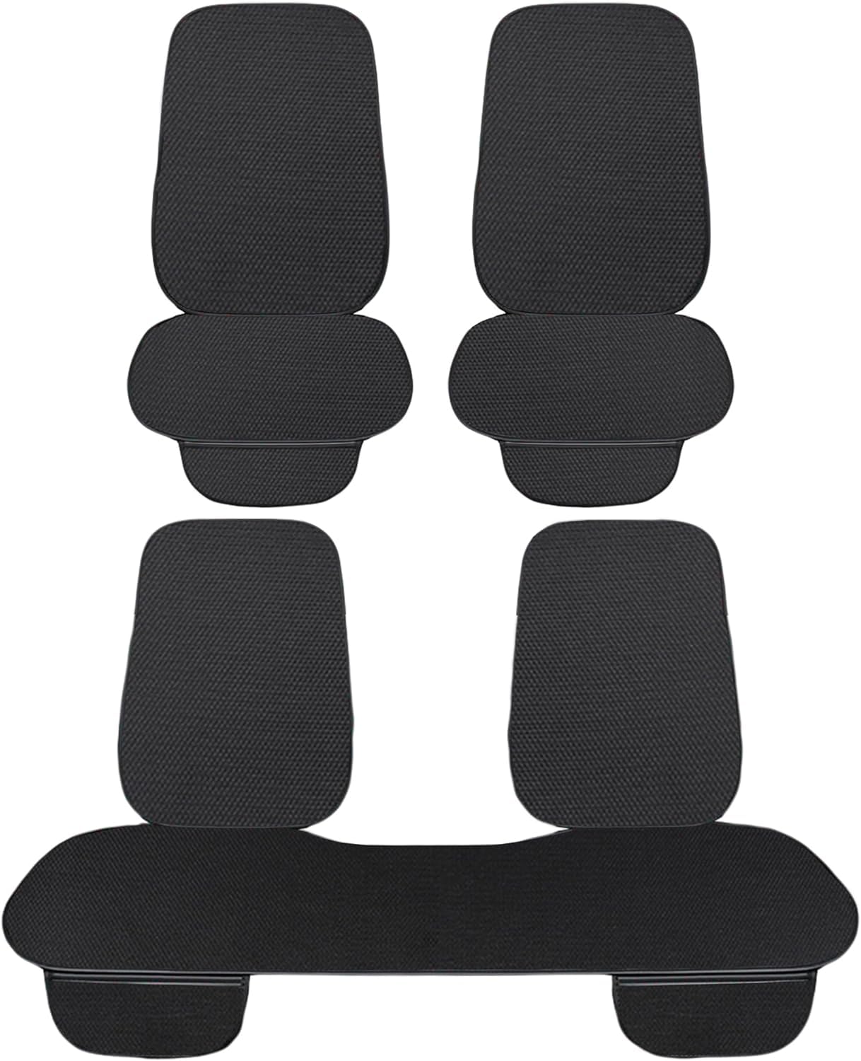 Susy Shop Coprisedile + Coprischienale Universale Auto, Protezione Sedili, Protector Comfort Cuscino Per Interni (Nero 7 Pezzi (Seduta+Schienale))
