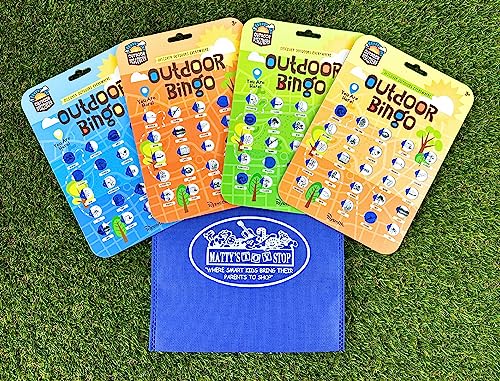 Matty's Toy Stop Toysmith Reusable Outdoor Bingo Cards (Yellow, Blue, Green & Orange) with Bonus Storage Bag - 4 Pack – Image 5