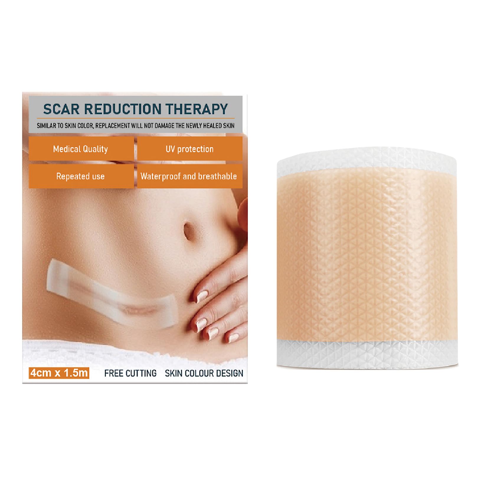 Silicone Scar Sheets,1.6'' x 60''Roll Silicone Easy-Tear Gel Tape Roll,Flexible and Reusable Scar Treatment Scar Removal Sheets Silicone Scar Tape for Scars,Keloids,C-Section,Tummy Tuck