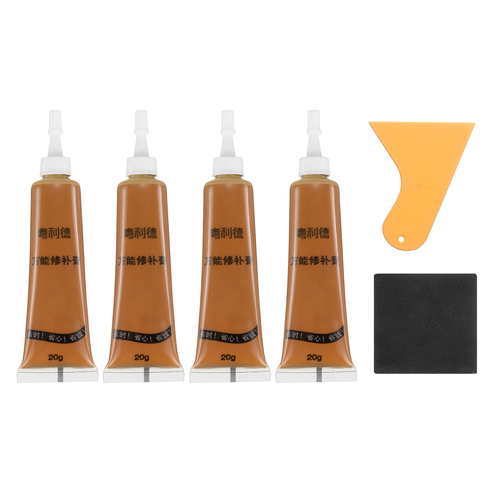 sourcing map Wood Repair Kit, 4 Pcs Touch Up Filler Wood with Scraper Sandpaper for Scratches Holes Crack Tables Desks Wooden Floors Repair Cover Ups, Begonia