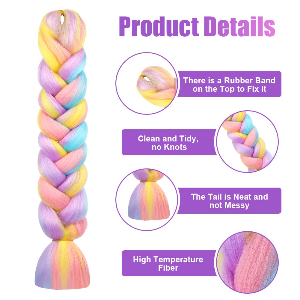 AUYAO Braiding Hair Extensions, 3Pcs Gradient Braid Hair Extension, Jumbo Braids Hair Extension Synthetic Wig - Image 3