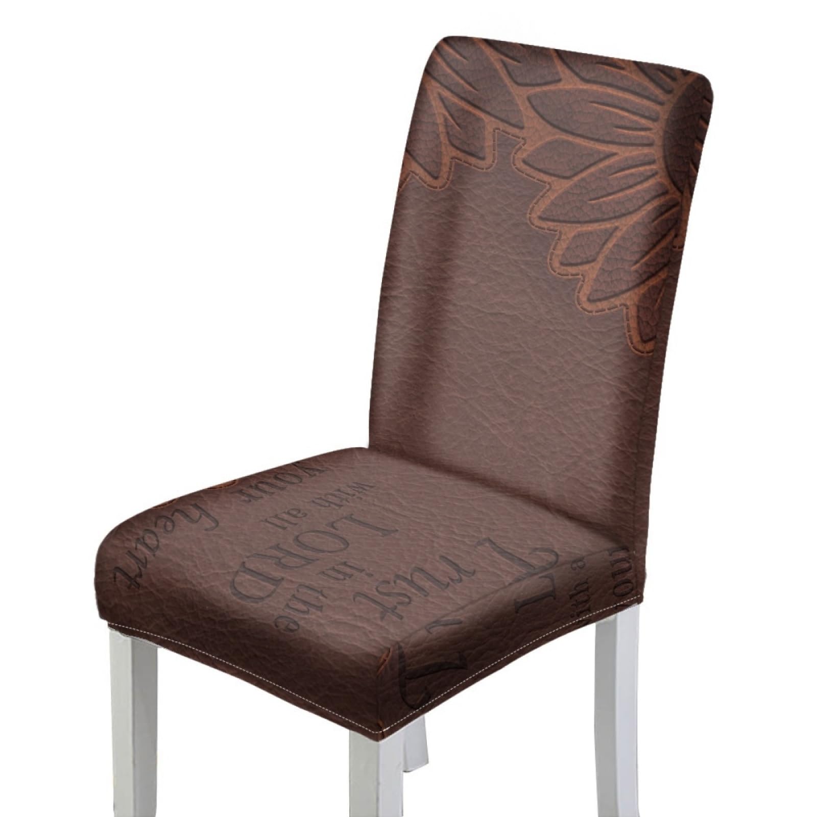 Stuhlhussen 4Er Set Leder Dunkelbraun Hussen für Stühle mit Hoher Lehne,Stuhlbezug für Esszimmerstühle,Stuhlhusse Stretch,Stuhlhussen Schwingstuhl Waschbar