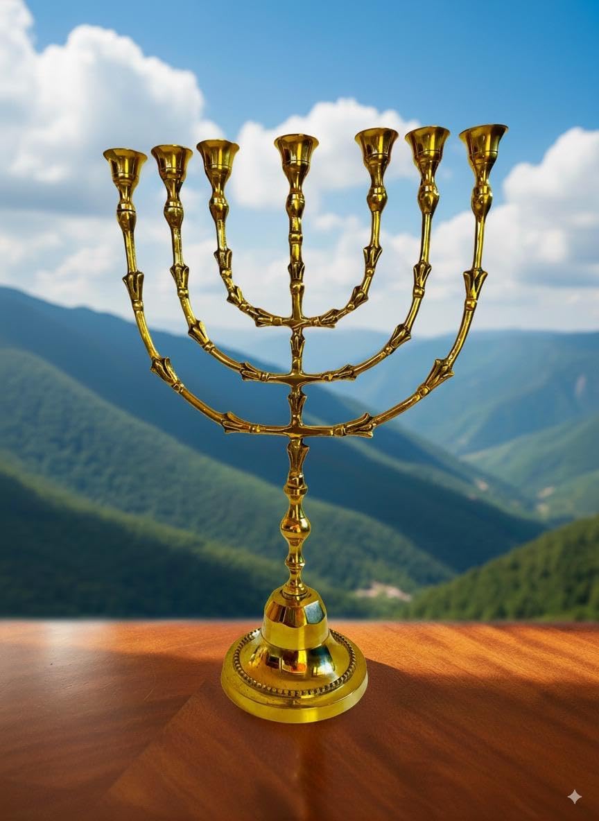 Solid Brass Menorah14, 7548,Ancient Design, Candles Holder from Israel,
