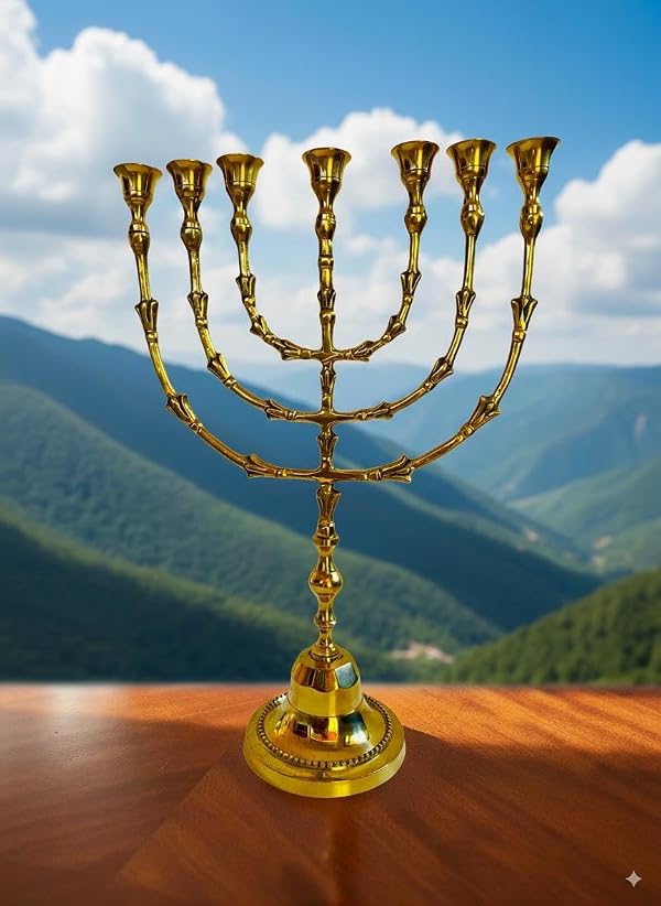 Solid Brass Menorah14, 7548,Ancient Design, Candles Holder from Israel, by SALOMONS MENORAH - Used condition - US$123.50