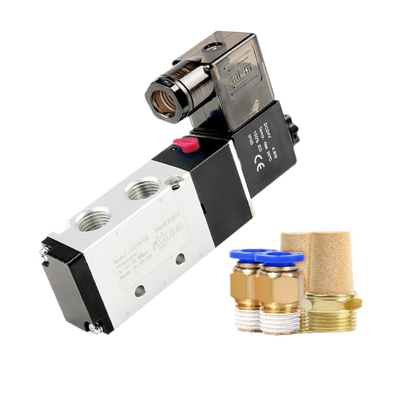 Válvula solenoide neumática 4V210-08, bobina única, 2 posiciones