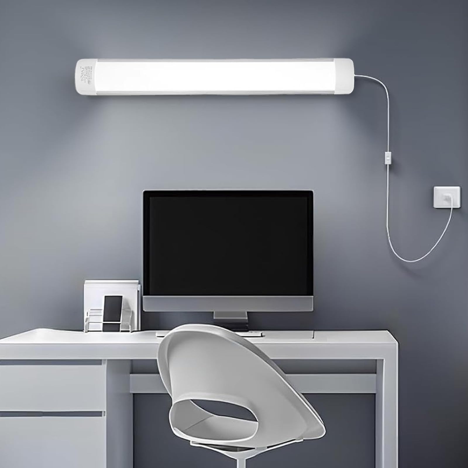 Lampa ścienna LED, magnetyczna lampa ścienna z przełącznikiem i nowoczesną taśmą LED z kablem zasilającym do szafy na ubrania, salonu i kuchni (biała)