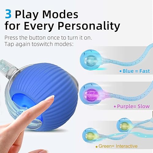 Miniatura 3 de Speed 2.0 Tail - Juguetes interactivos para gatos de interior, juguete Ca t para chirridos y activación de movimiento, juguete inteligente de bola