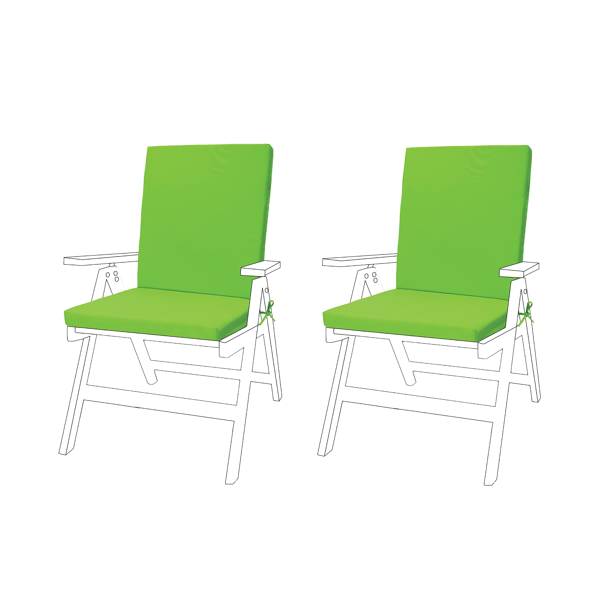 Gardenista Low Back Chair Seat Pads | Outdoor Water Resistant Garden Chair Cushions With Backs | Soft and Thick Seat Cushion with Secure Ties | Durable Patio Furniture Pad (2 Piece, Lime) — image 1