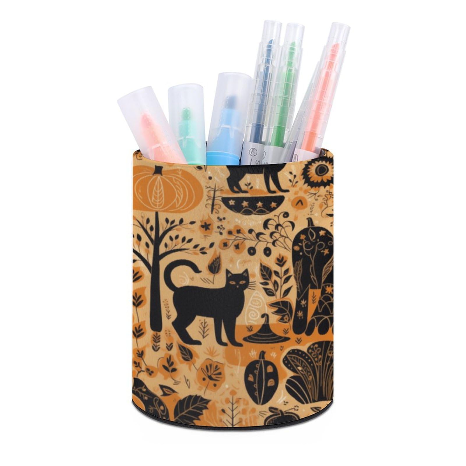 JTREHY - Round Animal Pumpkin Pen Holder, Makeup Brush Storage Box for Home, Office, Vanity