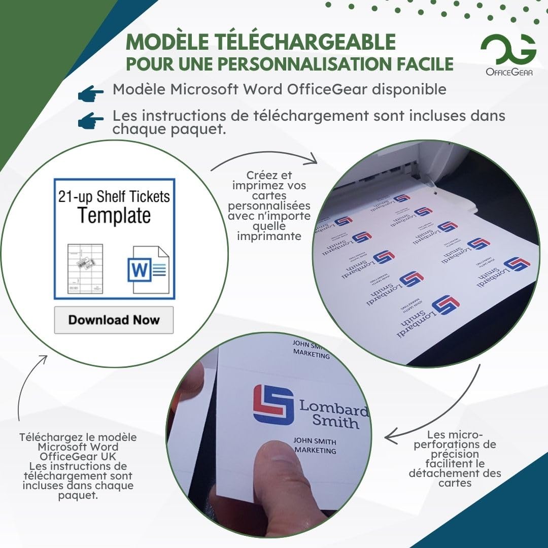 OfficeGear Étiquettes de Prix 38 x 70 mm – 1 155 Étiquettes Imprimables