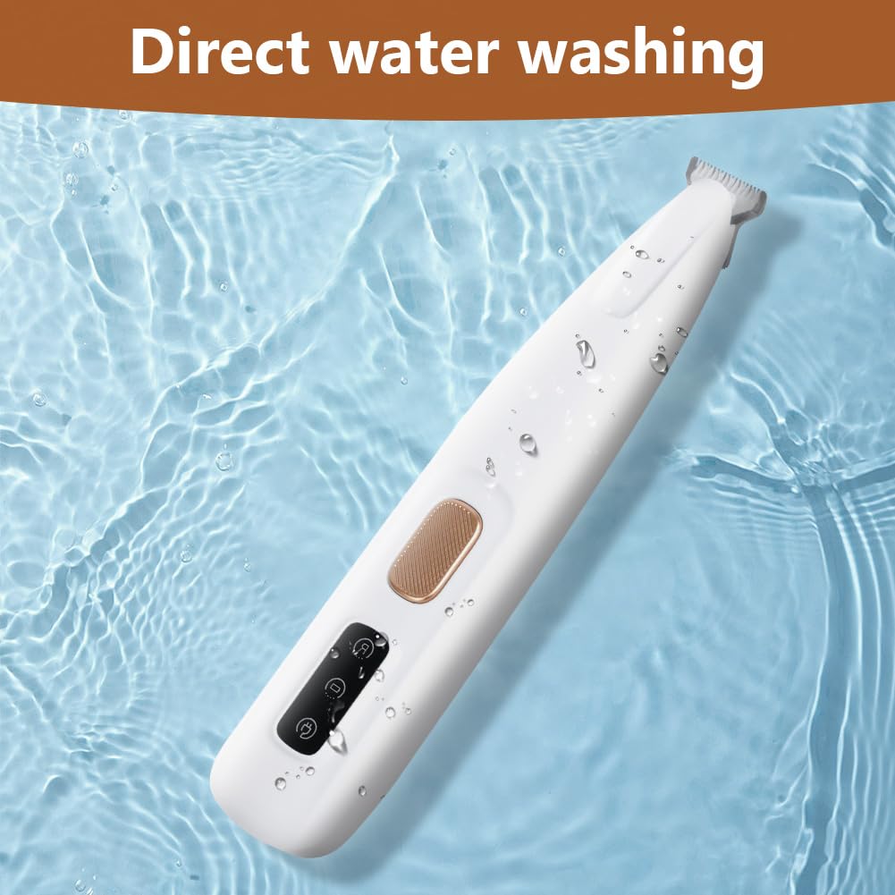 Tondeuse pour Pattes Chien Silencieuse, Tondeuse pour Chien et Chat, Lames Céramique et Inox, LED Intégrée, Rechargeable USB, Étanche, Toilettage Zones Sensibles pour Pattes, Yeux, Oreilles