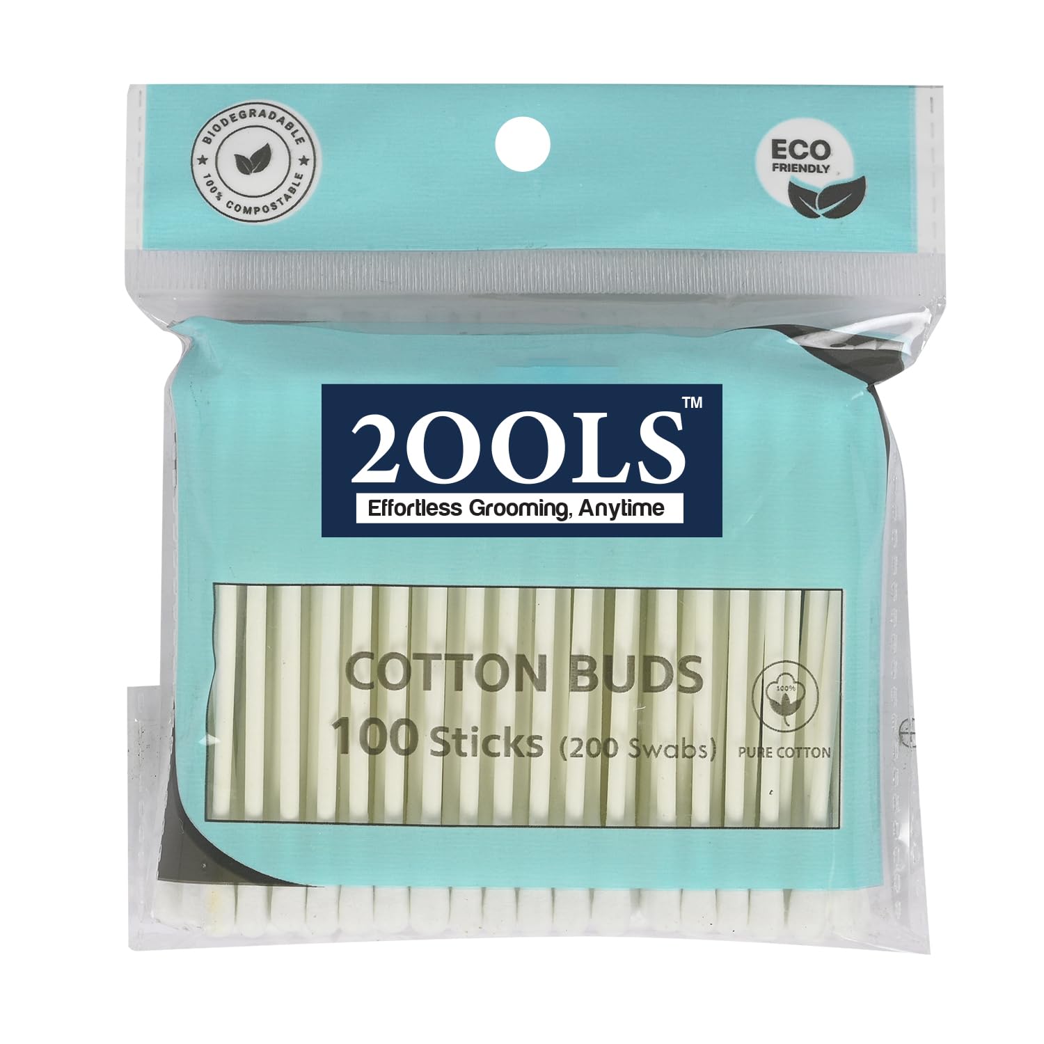 2ools Earbuds Cotton Swabs – Set of 1 (100 PCS) | Soft & Safe Double-Tipped Ear Cleaning Sticks | Resealable Travel-Friendly Pouch | Personal Hygiene, Baby Care & Makeup Use