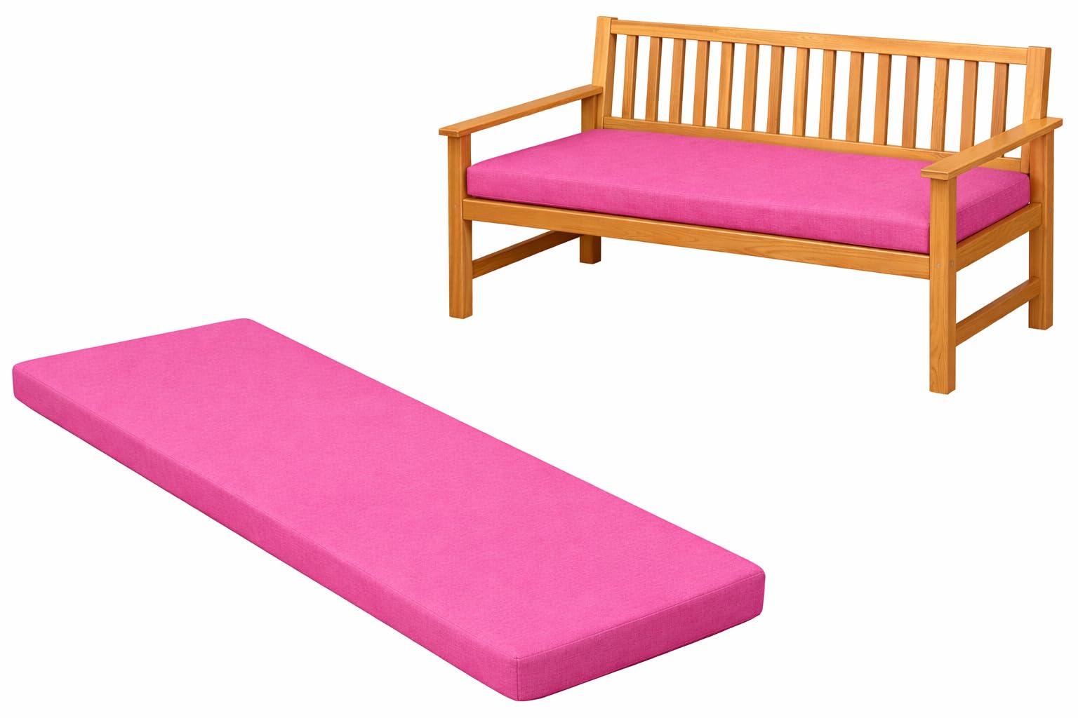 Brillars Bench Cushion Pad Outdoor Indoor - Garden Kitchen Furniture Seater 100% Waterproof Seat Foam - Zip Cover Patio Rattan Swing Hammock Rectangle Cushions (Pink, 3 Seaters-143x52x6cm)